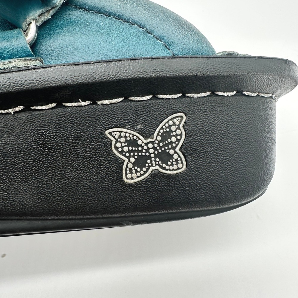 Alegria Seville Blue Teal Mosaic Snakeskin Leather Clogs Swivel Strap 40/9.5-10 - Picture 10 of 11